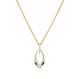 Serpent Pendant Necklace 14K Gold with Emerald & Diamonds