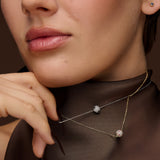 Gold Lotus Ball Pendant with Pave Diamonds and Pink Tourmalines