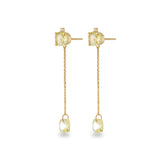 Lemon Topaz & Diamond Drop Earrings
