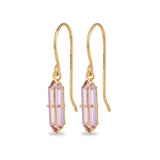Pink Amethyst Hexagon Drop Earrings