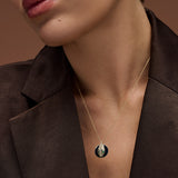 Serpent Coin Pendant Necklace 14K Gold with Emerald & Diamonds