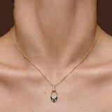 Serpent Pendant Necklace 14K Gold with Emerald & Diamonds