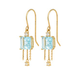 Sky Blue Topaz & Diamond Chain Drop Earrings