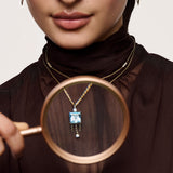 Sky Blue Topaz & Diamond Chain Pendant