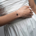 Inessa black ceramic bracelet minimalist styling, sterling silver rhodium finish solo wear