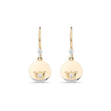 Inessa lotus coin earrings in 14k reclaimed gold with diamond accents showing lotus motif engraving