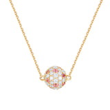 Inessa lotus ball necklace with diamonds and pink tourmalines in 14k reclaimed gold from Strength Collection