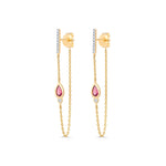 Inessa lotus bud drop earrings with pink tourmaline and diamonds in 14k reclaimed gold from Strength 