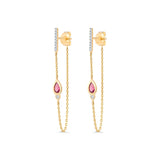Inessa lotus bud drop earrings with pink tourmaline and diamonds in 14k reclaimed gold from Strength 