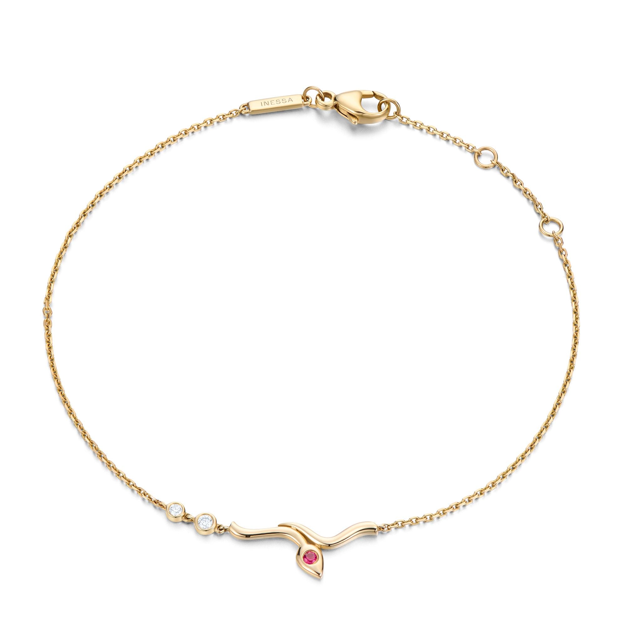 Inessa lotus bud bracelet in 14k reclaimed gold with pink tourmaline and diamonds from Strength Collection