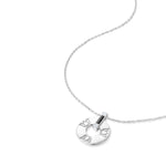 Inessa silver lotus pendant with black ceramic and diamonds showing adjustable chain from Strength Collection