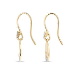 Side view of lotus coin earrings showing hook wire construction and 11mm coin diameter
