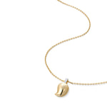14k gold mango pendant necklace with diamond bail from Inessa Jewelry Love Collection on white background

