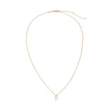 Complete small mango diamond outline necklace in gold showing adjustable short chain perfect for layering