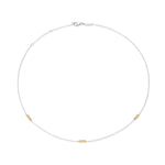 Inessa mixed metal trio necklace, rhodium silver chain with 14k gold bead clusters, adjustable