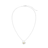 November citrine birthstone lock pendant shown full length displaying chain length and pendant positioning