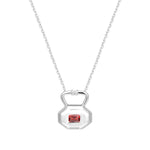 October pink tourmaline birthstone lock pendant from Milestones Collection shown front view in recycled sterling silver