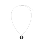Complete serpent ceramic coin necklace in sterling silver showing adjustable chain and 16mm pendant size