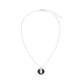 Complete serpent ceramic coin necklace in sterling silver showing adjustable chain and 16mm pendant size