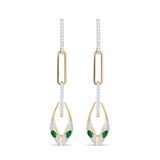 14k gold serpent chain drop earrings with emerald eyes and diamonds from Inessa Renewal Collection