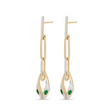 Side view of gold serpent chain drop earrings showing secure post backs and 25mm length for comfortable wear