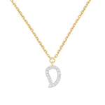 Inessa small gold mango pendant with pave diamond outline on delicate chain, Love Collection layering jewelry