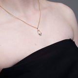 Serpent Pendant Necklace 14K Gold with Emerald & Diamonds