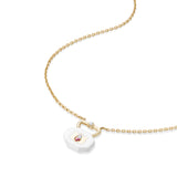 White Ceramic with Lotus Inlay, Pink Tourmaline, and Diamond Pendant